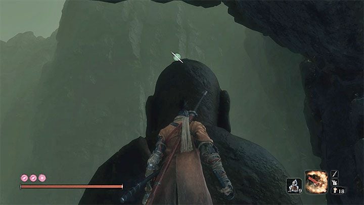 After entering a new area you will meet an NPC (talking to him is optional) and find a place to mount with a hook high on the left - Ashina Depths | Sekiro Shadows Die Twice Walkthrough - Main story - Sekiro Guide and Walkthrough