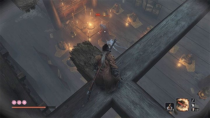 Run on the roof from all sides to find a hole in the roof - Ashina Depths | Sekiro Shadows Die Twice Walkthrough - Main story - Sekiro Guide and Walkthrough