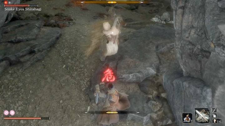 Use the early evasion of the special bosss attack to execute a quick counterattack - Shinobi Eyes Shirahagi | Sekiro Shadows Die Twice Boss Fight - Bosses - Sekiro Guide and Walkthrough