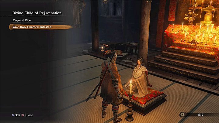 Divine Child of Rejuvenation is in the Inner Sanctum in Senpou Temple - Return | Sekiro Shadows Die Twice endings - Game Endings - Sekiro Guide and Walkthrough