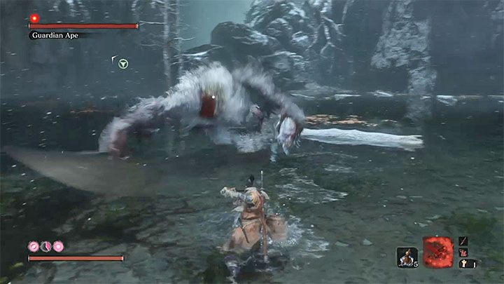 The second phase starts a few seconds after the first - Guardian Ape in Sunken Valley | Sekiro Shadows Die Twice Boss Fight - Bosses - Sekiro Guide and Walkthrough