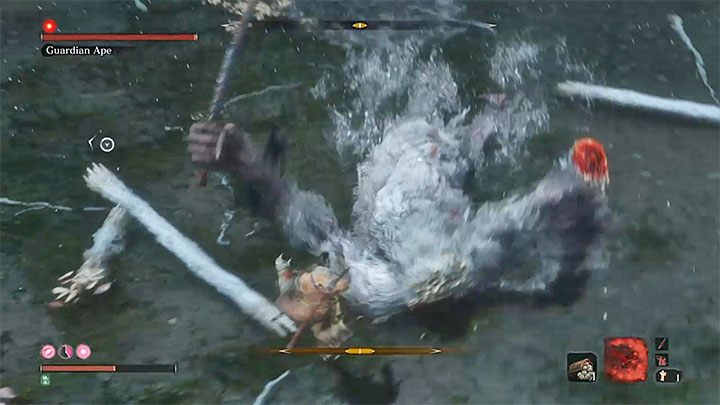 In this phase, the Guardian Ape will use a melee weapon - Guardian Ape in Sunken Valley | Sekiro Shadows Die Twice Boss Fight - Bosses - Sekiro Guide and Walkthrough