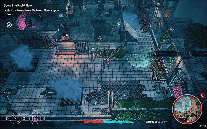 Teriels new objective is to steal the helmet from Blackwood Manor located in the west part of the city - Down the Rabbit Hole | Walkthrough | Main quest - Main Quests - Seven The Days Long Gone Game Guide