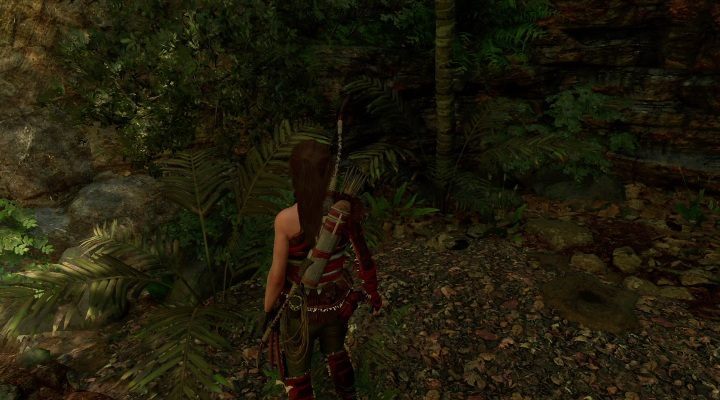 The sixth cache (6) is in the area covered with small stones, west from Wild Jungle campsite - Chests and survivalist cache in The Hidden City | Secrets in SotTR - The Hidden City - Shadow of the Tomb Raider Game Guide