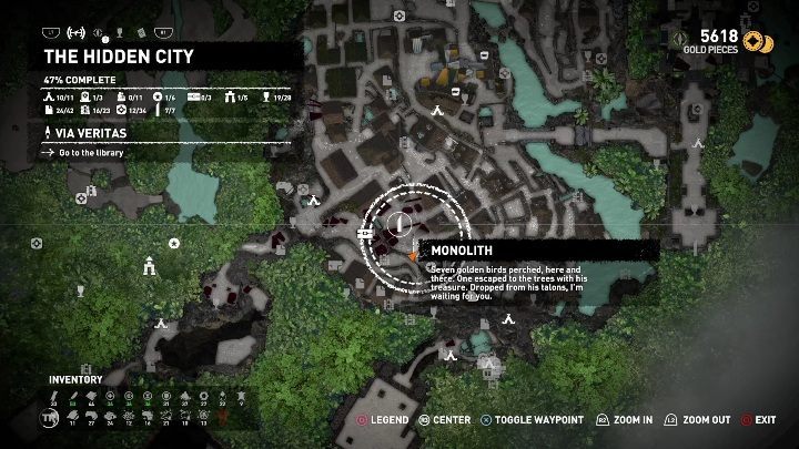 The monolith contains following hint - Seven golden birds perched, here and there - Yucatec monoliths in Shadow of the Tomb Raider Game - Monoliths - Shadow of the Tomb Raider Game Guide