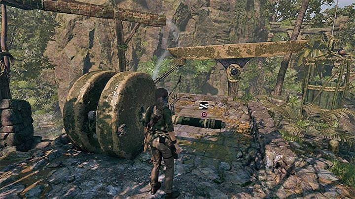 Go back down and examine another mechanism to the left of the bridge (shown above) - Solving the bridge riddle and fighting jaguar in Peruvian Jungle - Rough Landing - Peruvian Jungle - Shadow of the Tomb Raider Game Guide