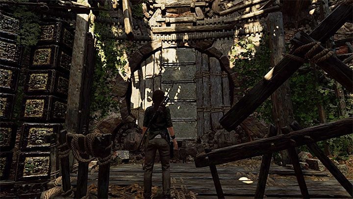 Climb on the beam, but watch out for the mechanisms - Completing the Trial of the Eagle - Path to the Hidden City - Trial of the Eagle - Shadow of the Tomb Raider Game Guide