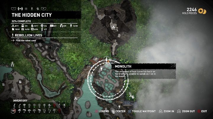 Monolith contains a hint - The youngest of four his back on his brothers, unable to speak as I lie in his mouth - Mam monoliths in Shadow of the Tomb Raider Game - Monoliths - Shadow of the Tomb Raider Game Guide