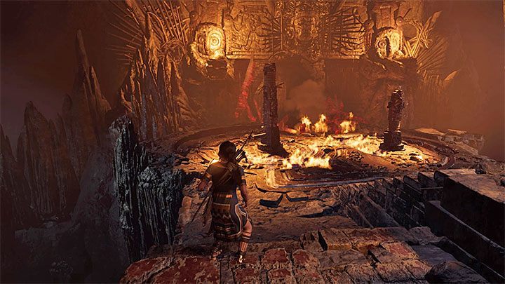 The last step is obvious - interact with the mechanism presented in the picture 1 to set the substance on fire - Exploration of the Belly and Head of the Serpent - The Hidden City - The Hidden City - Shadow of the Tomb Raider Game Guide
