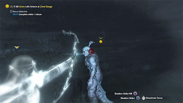 This mission assumes that you kill five orcs with the bow but, the difficult part is that you need to do that at short range - The Eye of Vengeance (bow) | Weapon Missions - Weapon Missions - Middle-earth: Shadow of Mordor Game Guide