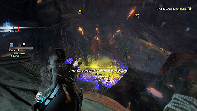 Detonating grog stacks is one of many actions that may draw a Warchief out - Extra mission: Kill the Warchiefs | Main missions - Main missions - Middle-earth: Shadow of Mordor Game Guide