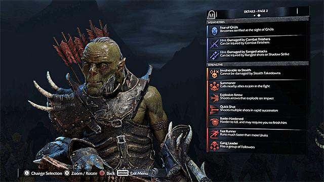 Make sure to study a Warchiefs strengths and weaknesses - Extra mission: Kill the Warchiefs | Main missions - Main missions - Middle-earth: Shadow of Mordor Game Guide