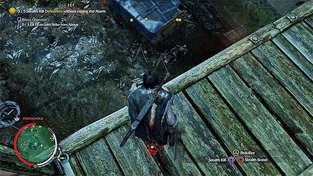 Search out the orcs that you can safely jump down onto - Shadow and Steel (dagger) | Weapon Missions - Weapon Missions - Middle-earth: Shadow of Mordor Game Guide