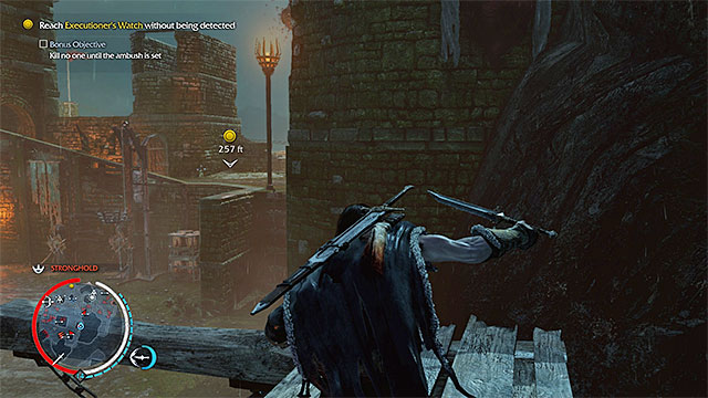 Sneak, while heading towards the spot, where you play the second part of the mission - The Darkness Within (dagger) | Weapon Missions - Weapon Missions - Middle-earth: Shadow of Mordor Game Guide
