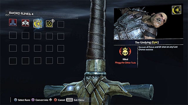 An example epic rune - Obtaining runes | Saurons Army (Nemesis System) - Saurons Army (Nemesis System) - Middle-earth: Shadow of Mordor Game Guide