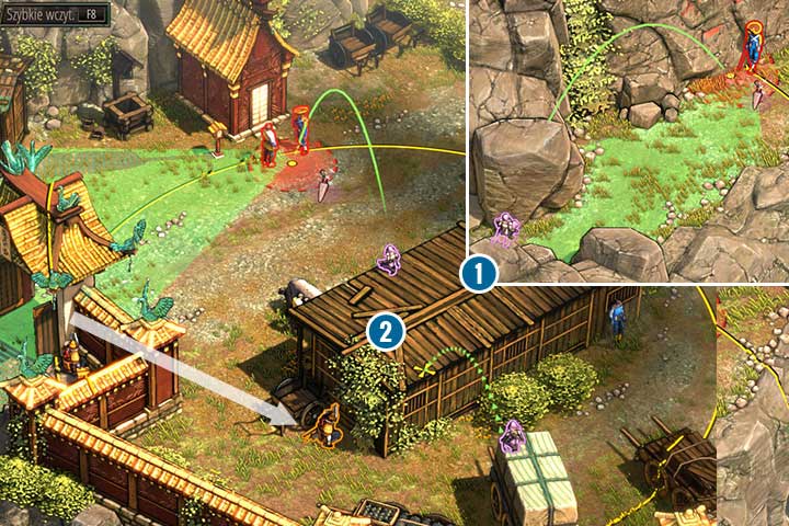 Move Aiko to cul-de-sac, on the right of the caravan - Mission 4 - Tsuru Mountain | Walkthrough - Campaign - Shadow Tactics: Blades of the Shogun Game Guide