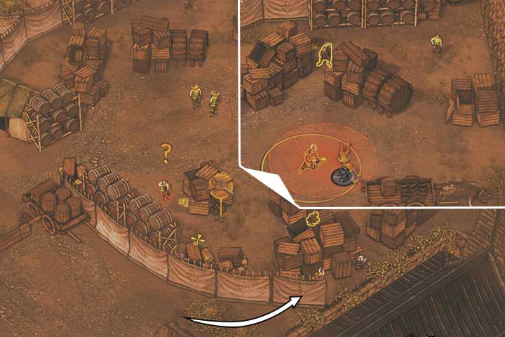 Theres the rebel camp, right in front of you - Mission 8 - Kanazawa City | Walkthrough - Campaign - Shadow Tactics: Blades of the Shogun Game Guide