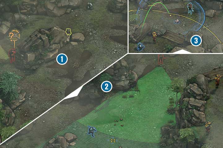 Use Yukas abilities and lure the guard by the jungle behind the big rock - Mission 9 - Kage-samas Camp | Walkthrough - Campaign - Shadow Tactics: Blades of the Shogun Game Guide