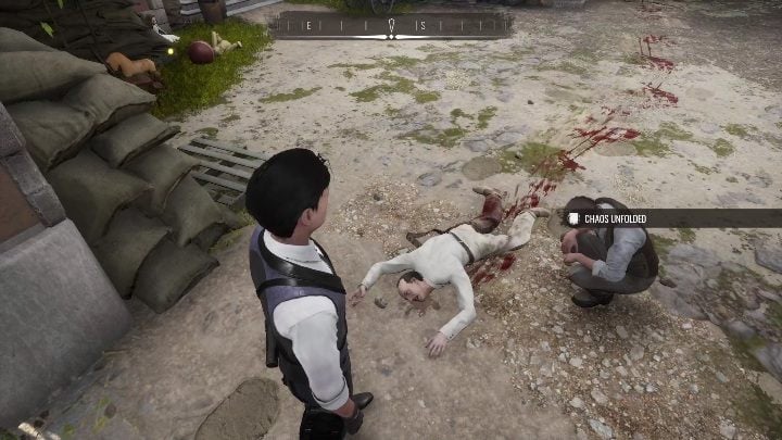 Enter the grounds to see the bodies - Sherlock Holmes Chapter One: A Gilded Cage, the crime scene - walkthrough - A gold-plated cage - Sherlock Holmes Chapter One Guide