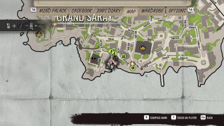 Region Southern part of Grand Saray - Sherlock Holmes Chapter One: Treasure Island, Stage 1 - walkthrough, solution - Cordon Tales - Sherlock Holmes Chapter One Guide