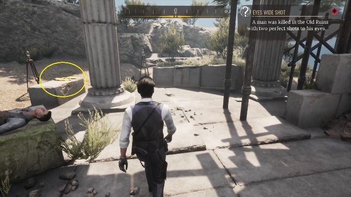 Don't forget about the yellow duelist suit found on one of the slabs - Sherlock Holmes Chapter One Other Cases - Blindsided - walkthrough, solution - Other matters - Sherlock Holmes Chapter One Guide