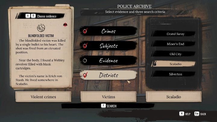 After examining the crime scene, go to the police station - Sherlock Holmes Chapter One Other Cases - Blindsided - walkthrough, solution - Other matters - Sherlock Holmes Chapter One Guide