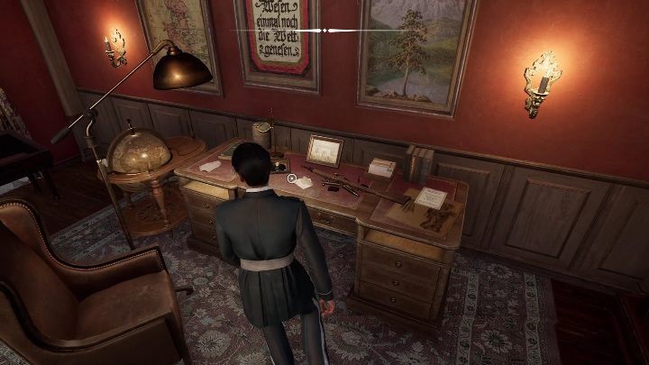 Start with the desk, there are a few things on it to check - Sherlock Holmes Chapter One Other Cases - Blindsided - walkthrough, solution - Other matters - Sherlock Holmes Chapter One Guide