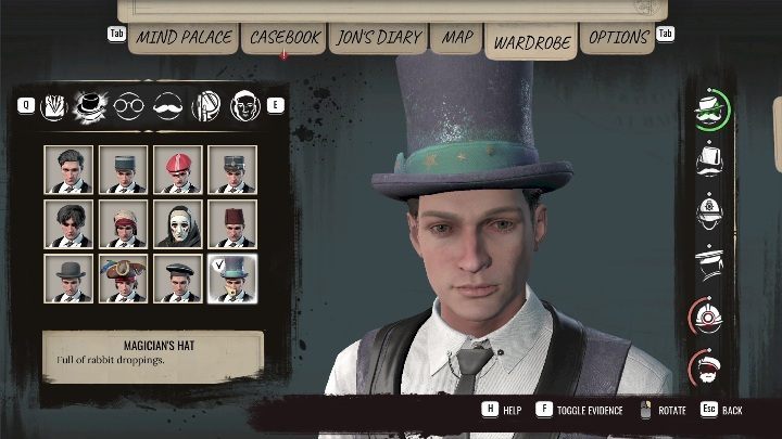 You should wear the magician's hat you collected from the ground - Sherlock Holmes Chapter One: Street Magic - walkthrough - Other matters - Sherlock Holmes Chapter One Guide