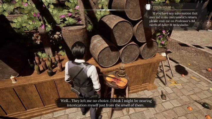 After eliminating all the enemies, pick up the violin lying on a small table - Sherlock Holmes Chapter One: String Theory - walkthrough, Other Cases - Other matters - Sherlock Holmes Chapter One Guide