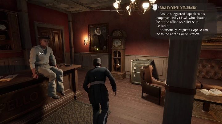 At the entrance to the bathroom, you will see a picture that needs to be examined - Sherlock Holmes Chapter One: Iron Coffin - walkthrough, Other Cases - Other matters - Sherlock Holmes Chapter One Guide