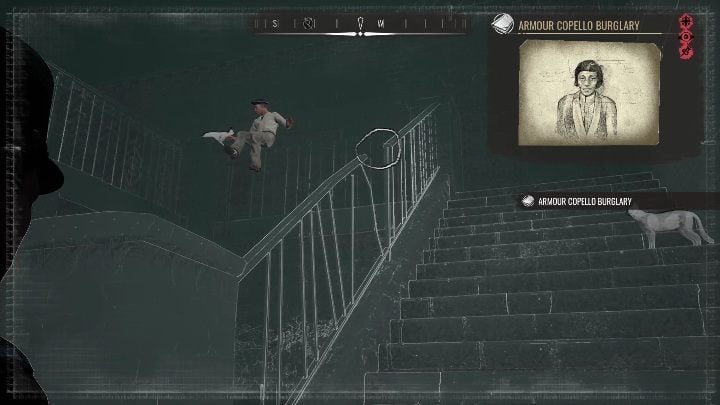 Time to get out of the building and see what happened on the stairs - Sherlock Holmes Chapter One: Iron Coffin - walkthrough, Other Cases - Other matters - Sherlock Holmes Chapter One Guide