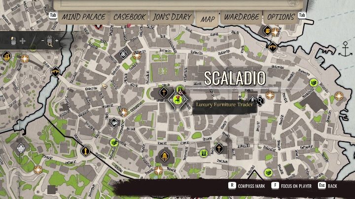 Location Scaladio, right by the church - Sherlock Holmes Chapter One: The Tale of the Empty House - walkthrough - Cordon Tales - Sherlock Holmes Chapter One Guide