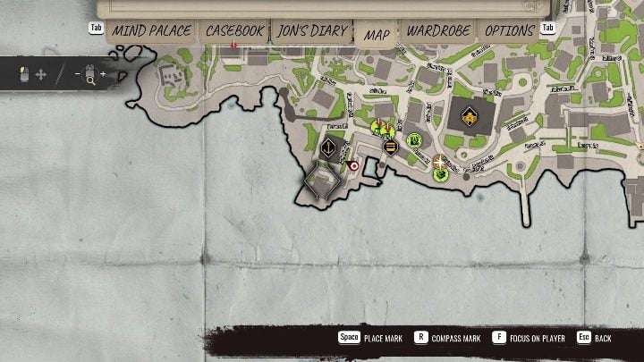The workshop is located south of the harbor - Sherlock Holmes Chapter One: Gilded Cage, boat workshop - walkthrough - A gold-plated cage - Sherlock Holmes Chapter One Guide