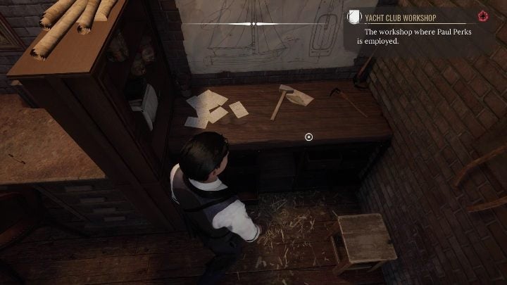 Move to the opposite side of the room - Sherlock Holmes Chapter One: Gilded Cage, boat workshop - walkthrough - A gold-plated cage - Sherlock Holmes Chapter One Guide