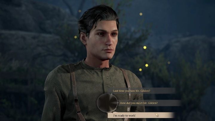 You need to say "I'm ready to work - Sherlock Holmes Chapter One: Gilded Cage, excavations - walkthrough - A Gilded Cage - Sherlock Holmes Chapter One Guide