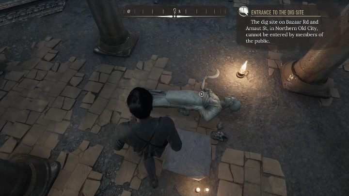 Upstairs, you need to examine the broken statue - Sherlock Holmes Chapter One: Gilded Cage, excavations - walkthrough - A Gilded Cage - Sherlock Holmes Chapter One Guide