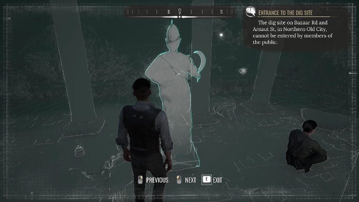 The middle statue should stand sideways, and hold a sickle in the right hand - Sherlock Holmes Chapter One: Gilded Cage, excavations - walkthrough - A Gilded Cage - Sherlock Holmes Chapter One Guide