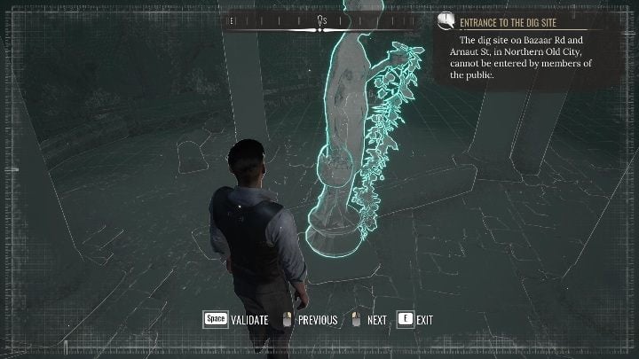 The statue closest to the tombstone is turned around, and holds a vine in its left hand - Sherlock Holmes Chapter One: Gilded Cage, excavations - walkthrough - A Gilded Cage - Sherlock Holmes Chapter One Guide