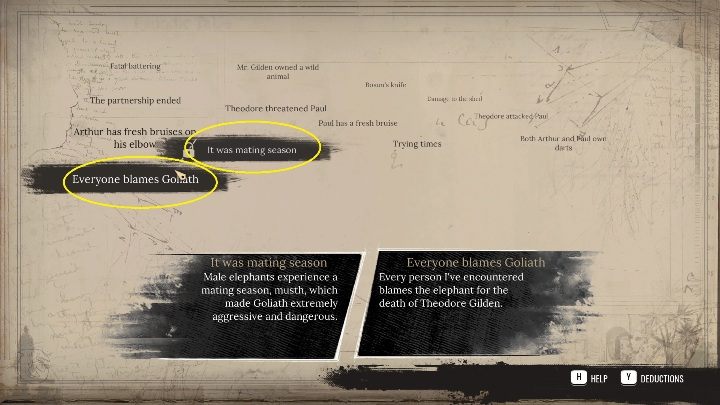 After getting all the information from the workshop and from the excavations, enter your mind palace and connect the facts - Sherlock Holmes Chapter One: The Gilded Cage, finding Goliath - walkthrough - A Gilded Cage - Sherlock Holmes Chapter One Guide