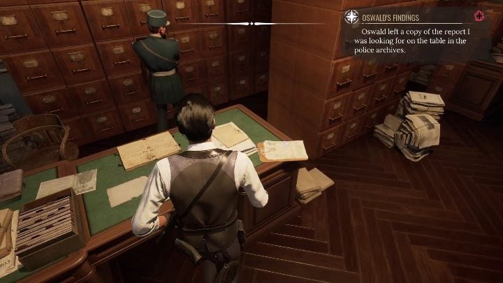 At the police station, you need to get your mother's death file - Sherlock Holmes Chapter One: A Mothers Love, Garden - walkthrough - A Mothers love #5 - Sherlock Holmes Chapter One Guide