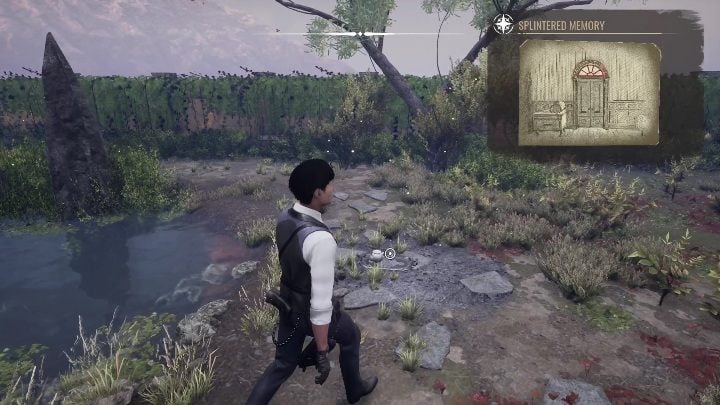 Once the hallucination disappears, look at the floor - Sherlock Holmes Chapter One: A Mothers Love, Garden - walkthrough - A Mothers love #5 - Sherlock Holmes Chapter One Guide