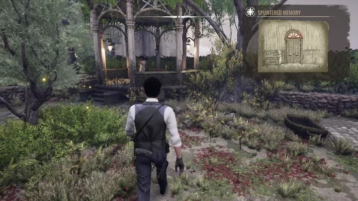 When you return to the garden, you will need to head towards the gazebo - Sherlock Holmes Chapter One: A Mothers Love, Garden - walkthrough - A Mothers love #5 - Sherlock Holmes Chapter One Guide