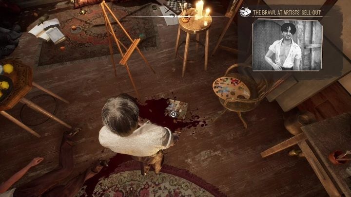 Then it is worth a look at the painting, which lies on the ground - Sherlock Holmes Chapter One: The Muse from Abroad, the painters apartment - walkthrough - The Muse From Abroad - Sherlock Holmes Chapter One Guide