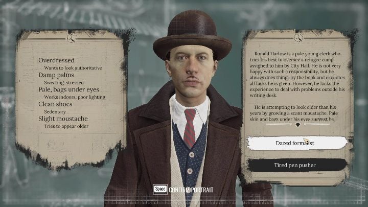 Once you've assessed the officer, you need to choose "Dazed formalist" - Sherlock Holmes Chapter One: The Muse From Abroad, searching for the pregnant woman - walkthrough - Muse from abroad - Sherlock Holmes Chapter One Guide