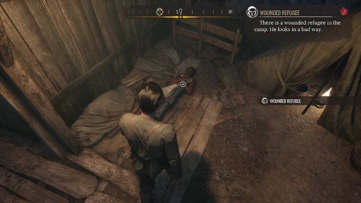 To help a man, you need to come back to him and put a bandage on him - Sherlock Holmes Chapter One: The Muse from Abroad, Refugee camp - walkthrough - The Muse From Abroad - Sherlock Holmes Chapter One Guide