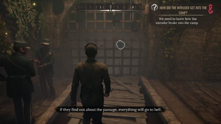 The next thing you need to look at is the bars next to the police officers - Sherlock Holmes Chapter One: The Muse from Abroad, Refugee camp - walkthrough - The Muse From Abroad - Sherlock Holmes Chapter One Guide