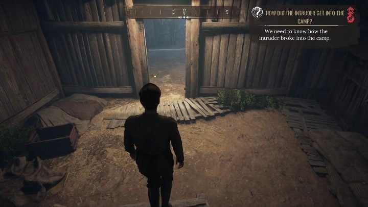 The last thing to check is the prints at the camp's entrance - Sherlock Holmes Chapter One: The Muse from Abroad, Refugee camp - walkthrough - The Muse From Abroad - Sherlock Holmes Chapter One Guide