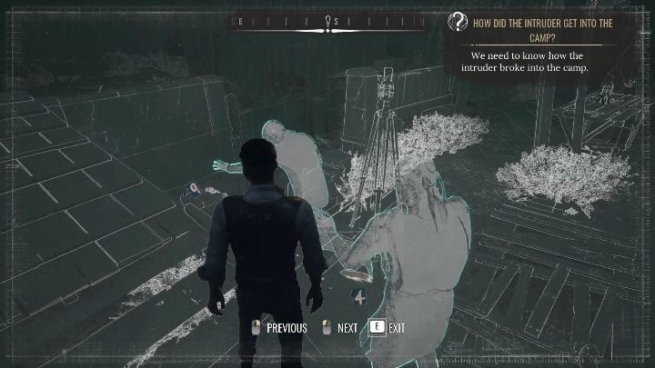 After checking all the evidence in the area, you should carry out a reconstruction of the events - Sherlock Holmes Chapter One: The Muse from Abroad, Refugee camp - walkthrough - The Muse From Abroad - Sherlock Holmes Chapter One Guide