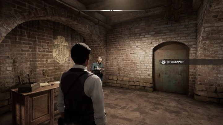 Once you're in the basement of the police station, you'll see an older man - Sherlock Holmes Chapter One: Training - walkthrough - Police cases - Sherlock Holmes Chapter One Guide