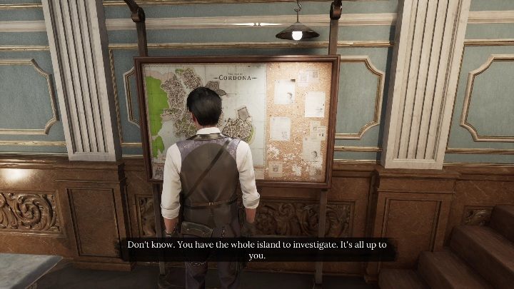 In The Collie Shangles case, you need to pick up the task from the board at the police station - Sherlock Holmes Chapter One: The Collie Shangles - walkthrough - Police cases - Sherlock Holmes Chapter One Guide